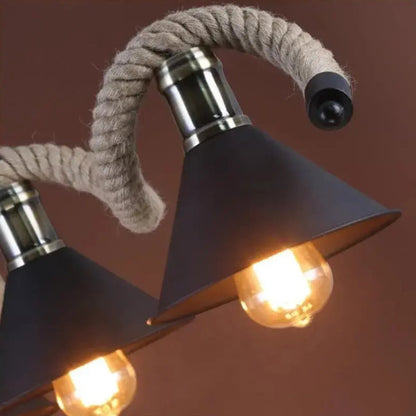 Lampadario in corda, 5xE27, marrone, metallo e corda LV570/5BK Lampadari vintage Titolo predefinito Alessandro Design