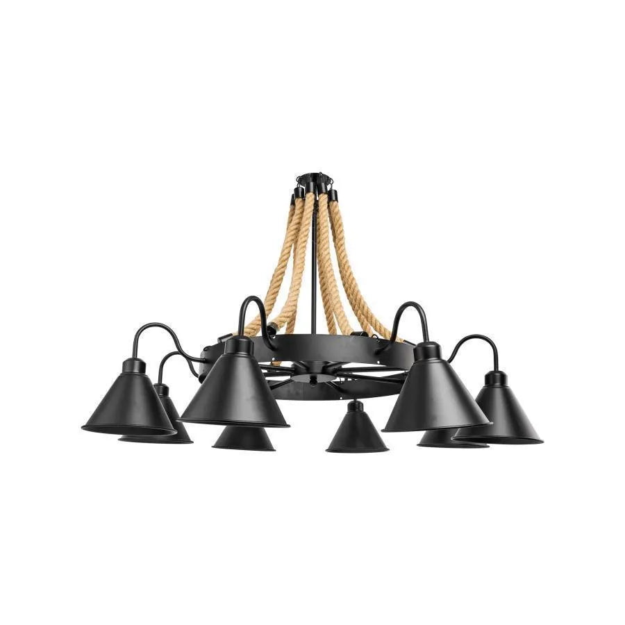 Lampadario Indiana, 8xE27, Metallo e Corda, Lampadari Vintage Marrone Titolo predefinito Alessandro Design