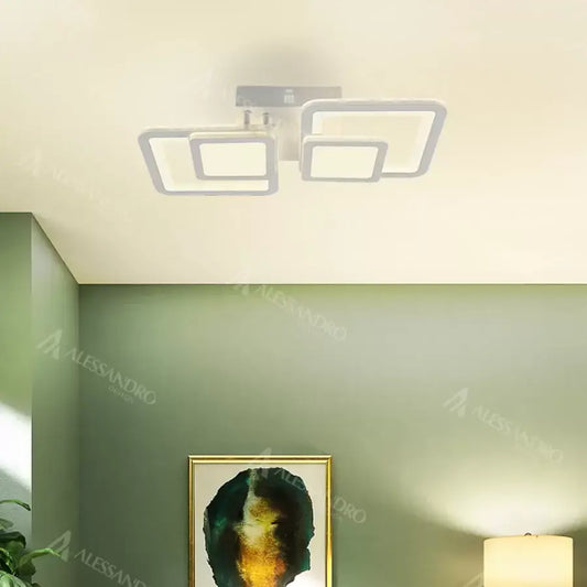 Lustra LED cu telecomanda BALANS 44W, 2 Patrate, lumina Rece/Calda/Neutra, Dimabila, Alb Lustre LED cu Telecomanda Default Title Alessandro Design