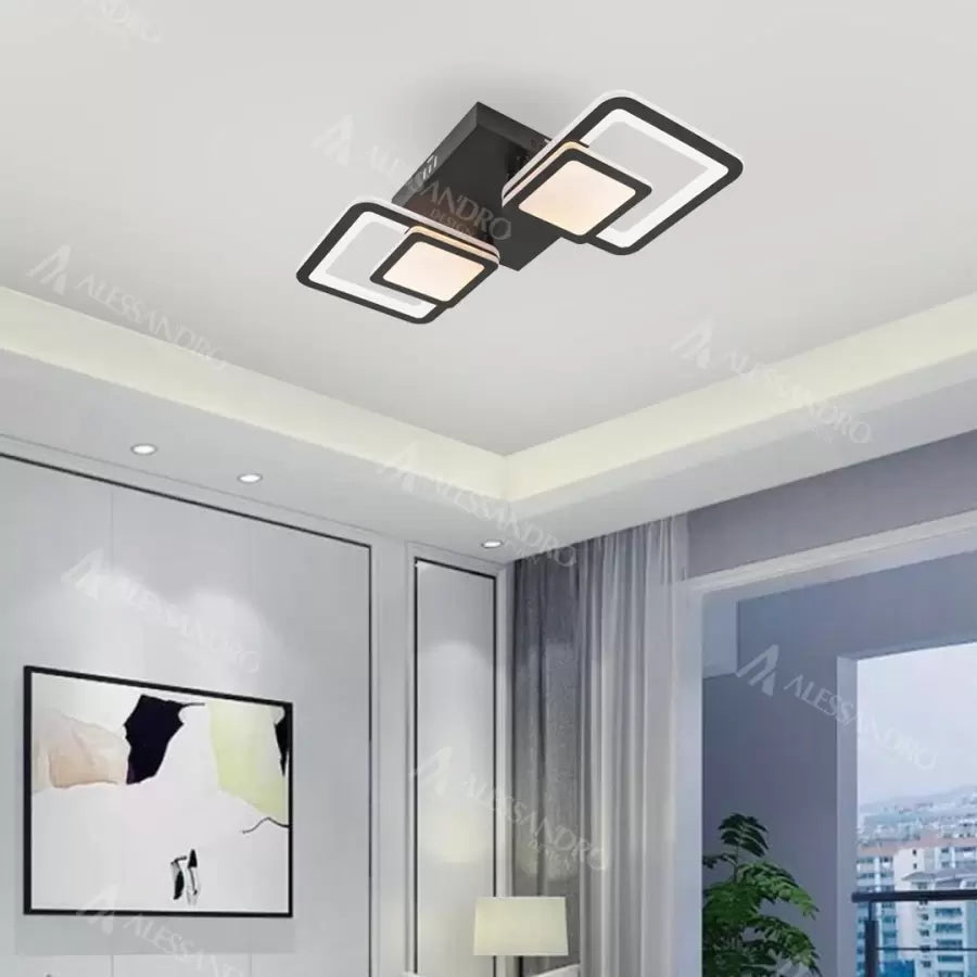 Lampadario LED con Telecomando BALANS 44W, 2 Quadrati, Luce Fredda/Calda/Neutra, Dimmerabile, Nero Lampadari LED con Telecomando Titolo predefinito Alessandro Design