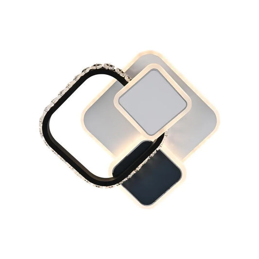 Lustra LED cu cristal GELLA 48W, Patrata, lumina Rece/Calda/Neutra, Alb Negru Lustra LED Default Title Alessandro Design