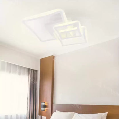 Lampadario LED con telecomando FARYDA 120W, 3 Quadrati, Luce Fredda/Calda/Neutra, Dimmerabile, Bianco