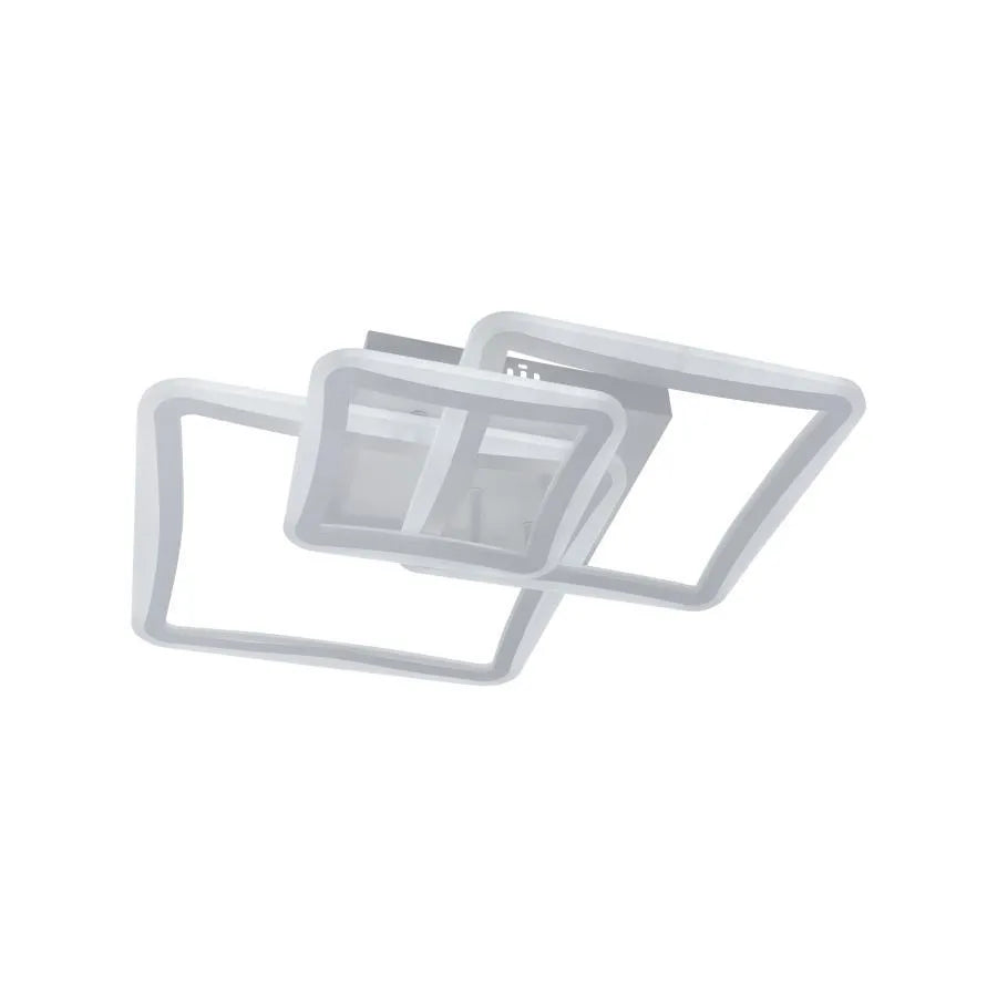 Lampadario LED con telecomando FARYDA 120W, 3 Quadrati, Luce Fredda/Calda/Neutra, Dimmerabile, Bianco
