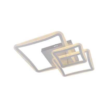 Lampadario LED con telecomando FARYDA 120W, 3 Quadrati, Luce Fredda/Calda/Neutra, Dimmerabile, Bianco