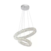 Lampadario LED a Sospensione con telecomando e cristallo CANAAN 80W, 2 Cerchi, Luce Fredda/Calda/Neutra, Dimmerabile, Cromo Lucido, Altezza Regolabile Lampadari Moderni Titolo predefinito Alessandro Design
