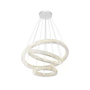 Lampadario LED a sospensione con telecomando e cristallo CAYDEN 200W, 3 Cerchi, Luce Fredda/Calda/Neutra, Dimmerabile, Cromo Lucido, Altezza Regolabile Lampadario LED Titolo predefinito Alessandro Design