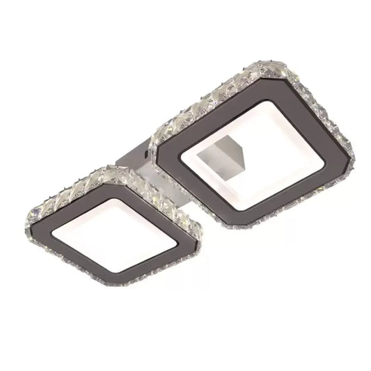 Lustra LED cu telecomanda si cristal QUADRIS 41W, 2 Patrate, lumina Rece/Calda/Neutra, Dimabila, Alb Lustre LED Cristal Default Title Alessandro Design