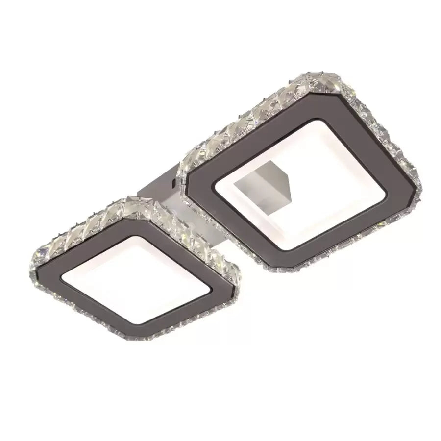 Lampadario LED con telecomando e cristallo QUADRIS 41W, 2 Quadrati, Luce Fredda/Calda/Neutra, Dimmerabile, Lampadario LED Cristallo Bianco Titolo predefinito Alessandro Design