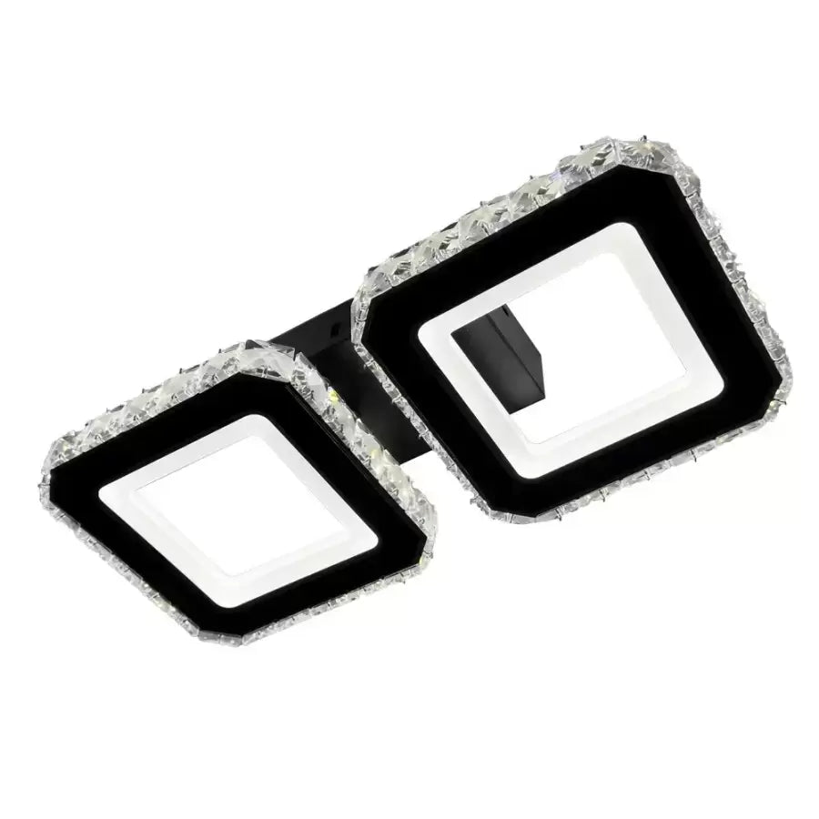 Lustra LED cristal QUADRIS 41W, 2 Patrate, lumina Rece/Calda/Neutra, Negru Lustre LED Cristal Default Title Alessandro Design