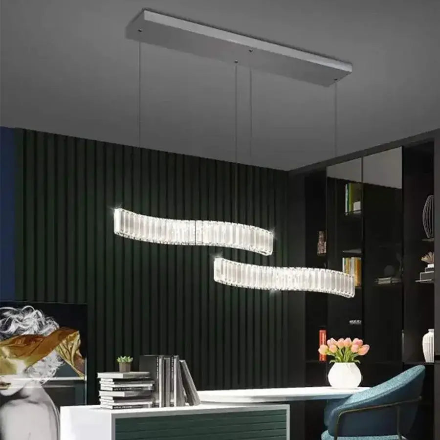 Lustra LED suspendata cu telecomanda si cristal MERVE 24W, lumina Rece/Calda/Neutra, Dimabila, Crom Lucios, Inaltime Reglabila Lustre LED Cristal Default Title Alessandro Design