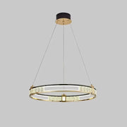 Lampadario a sospensione LED con telecomando e cristallo ROGER 80W, 1 Cerchio, Luce Fredda/Calda/Neutra, Dimmerabile, Oro Lucido, Lampadari LED in Cristallo Regolabili in Altezza Titolo predefinito Alessandro Design