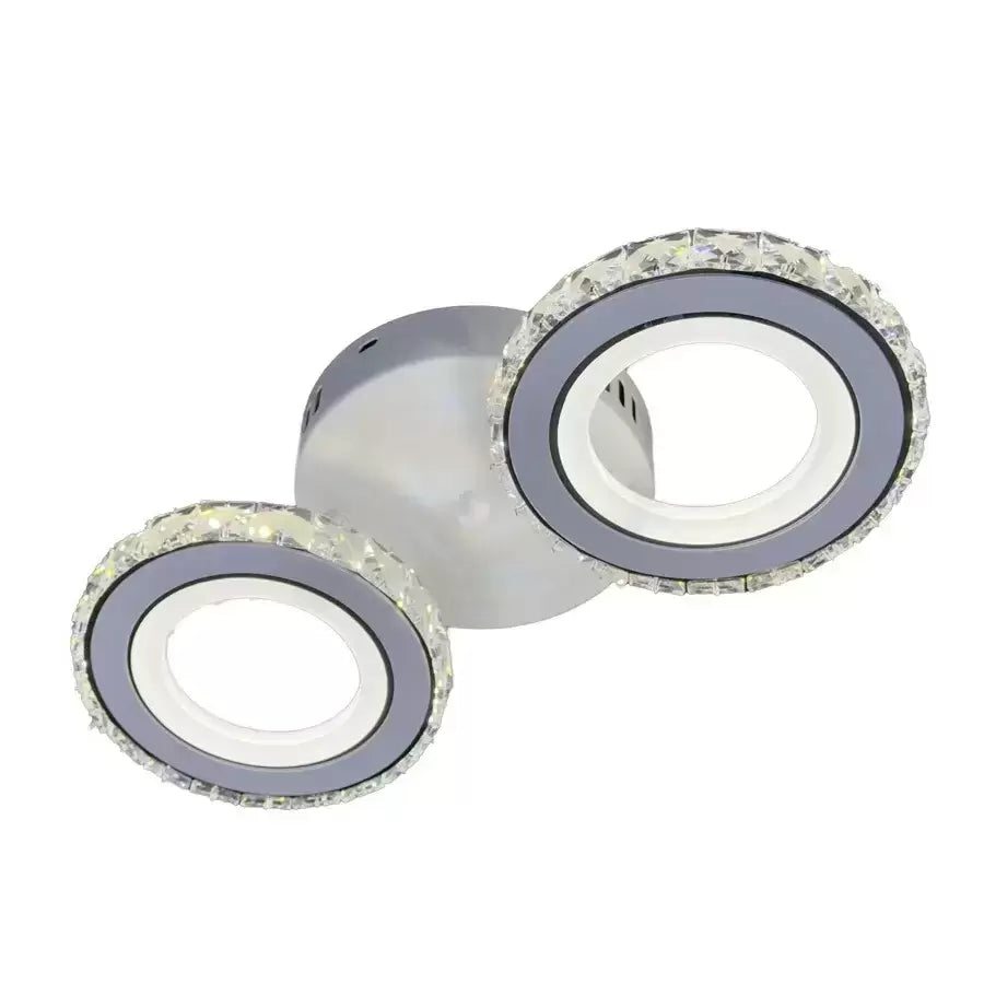 Lustra LED cu telecomanda si cristal NOVA ROTONDA 34W, 2 Cercuri, lumina Rece/Calda/Neutra, Alb Lustre LED Cristal Default Title Alessandro Design