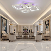 Lampadario LED con telecomando e cristallo NOVA RHOMBA RGB 95W, 4 Quadrati, Luce Fredda/Calda/Neutra, Dimmerabile, Lampadari LED e Cristalli Cromo Lucido Titolo predefinito Alessandro Design