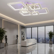 Lampadario LED con telecomando e cristallo NOVA RHOMBA RGB 168W, 6 Quadrati, Luce Fredda/Calda/Neutra, Dimmerabile, Lampadari LED e Cristalli Cromo Lucido Titolo predefinito Alessandro Design