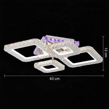 Lampadario LED con telecomando e cristallo NOVA RHOMBA RGB 95W, 4 Quadrati, Luce Fredda/Calda/Neutra, Dimmerabile, Lampadari LED e Cristalli Cromo Lucido Titolo predefinito Alessandro Design