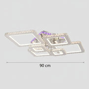 Lampadario LED con telecomando e cristallo NOVA RHOMBA RGB 168W, 6 Quadrati, Luce Fredda/Calda/Neutra, Dimmerabile, Lampadari LED e Cristalli Cromo Lucido Titolo predefinito Alessandro Design