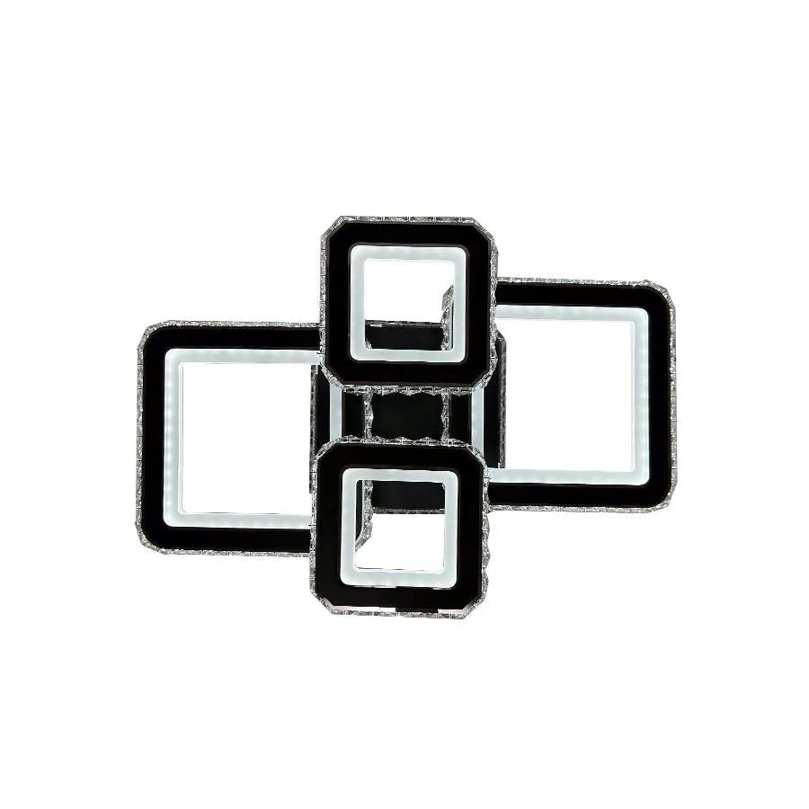 Lustra LED cu telecomanda si cristal BLAKELY RGB 154W, 4 Patrate, lumina Rece/Calda/Neutra, Dimabila, Negru Lustre LED Cristal Default Title Alessandro Design