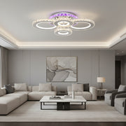 Lampadario LED con telecomando e cristallo NOVA ROTONDA RGB 82W, 4 Cerchi, Luce Fredda/Calda/Neutra, Dimmerabile, Lampadari LED e Cristalli Cromo Titolo predefinito Alessandro Design