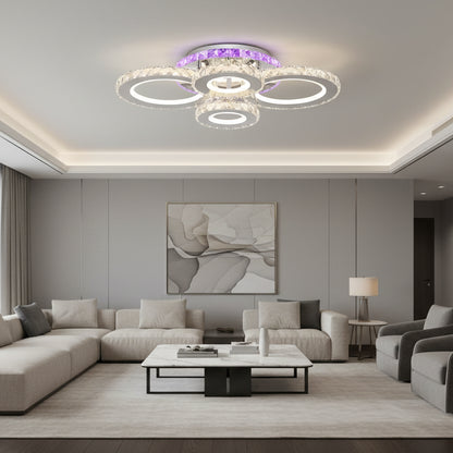 Lampadario LED con telecomando e cristallo NOVA ROTONDA RGB 82W, 4 Cerchi, Luce Fredda/Calda/Neutra, Dimmerabile, Lampadari LED e Cristalli Cromo Titolo predefinito Alessandro Design