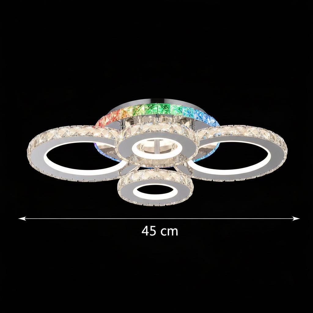 Lampadario LED con telecomando e cristallo NOVA ROTONDA RGB 82W, 4 Cerchi, Luce Fredda/Calda/Neutra, Dimmerabile, Lampadari LED e Cristalli Cromo Titolo predefinito Alessandro Design
