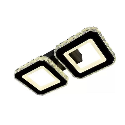 Lustra LED cristal QUADRIS 41W, 2 Patrate, lumina Rece/Calda/Neutra, Negru Lustre LED Cristal Default Title Alessandro Design
