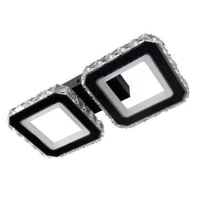 Lustra LED cristal QUADRIS 41W, 2 Patrate, lumina Rece/Calda/Neutra, Negru Lustre LED Cristal Default Title Alessandro Design