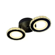 Lampadario LED con telecomando e cristallo NOVA ROTONDA 32W, 2 Cerchi, Luce Fredda/Calda/Neutra, Dimmerabile, Lampadari LED Cristallo Nero Titolo predefinito Alessandro Design