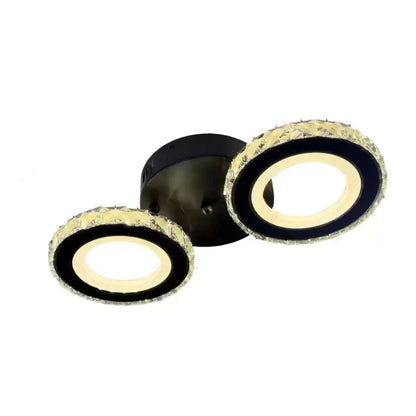 Lampadario LED con telecomando e cristallo NOVA ROTONDA 32W, 2 Cerchi, Luce Fredda/Calda/Neutra, Dimmerabile, Lampadari LED Cristallo Nero Titolo predefinito Alessandro Design