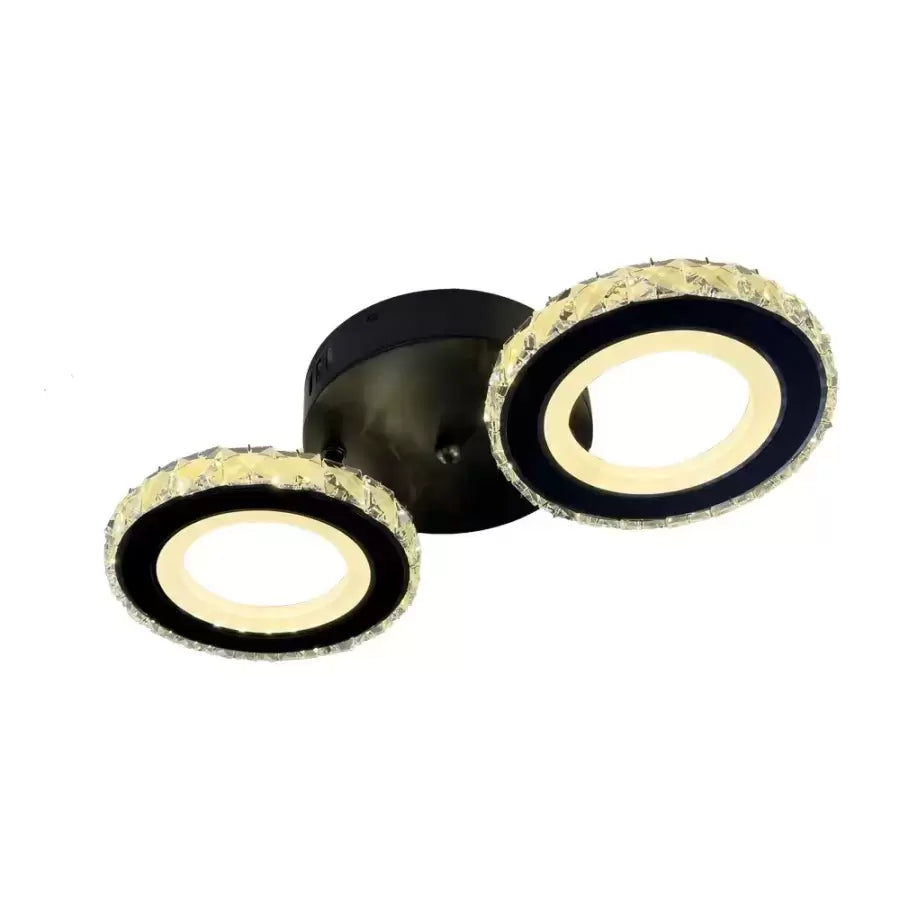 Lampadario LED con telecomando e cristallo NOVA ROTONDA 32W, 2 Cerchi, Luce Fredda/Calda/Neutra, Dimmerabile, Lampadari LED Cristallo Nero Titolo predefinito Alessandro Design