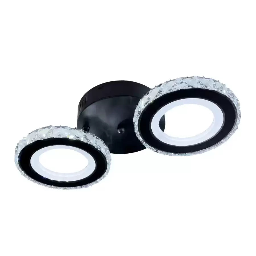 Lampadario LED con telecomando e cristallo NOVA ROTONDA 32W, 2 Cerchi, Luce Fredda/Calda/Neutra, Dimmerabile, Lampadari LED Cristallo Nero Titolo predefinito Alessandro Design