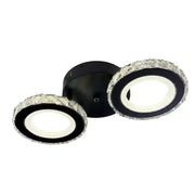 Lampadario LED con telecomando e cristallo NOVA ROTONDA 32W, 2 Cerchi, Luce Fredda/Calda/Neutra, Dimmerabile, Lampadari LED Cristallo Nero Titolo predefinito Alessandro Design