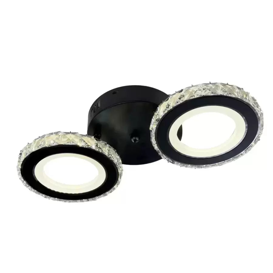 Lampadario LED con telecomando e cristallo NOVA ROTONDA 32W, 2 Cerchi, Luce Fredda/Calda/Neutra, Dimmerabile, Lampadari LED Cristallo Nero Titolo predefinito Alessandro Design