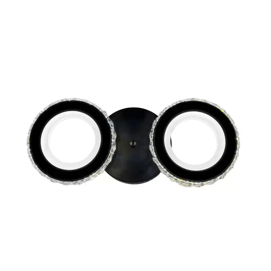 Lampadario LED con telecomando e cristallo NOVA ROTONDA 32W, 2 Cerchi, Luce Fredda/Calda/Neutra, Dimmerabile, Lampadari LED Cristallo Nero Titolo predefinito Alessandro Design