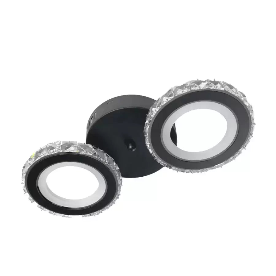 Lampadario LED con telecomando e cristallo NOVA ROTONDA 32W, 2 Cerchi, Luce Fredda/Calda/Neutra, Dimmerabile, Lampadari LED Cristallo Nero Titolo predefinito Alessandro Design