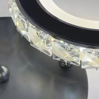 Lampadario LED con telecomando e cristallo NOVA ROTONDA 32W, 2 Cerchi, Luce Fredda/Calda/Neutra, Dimmerabile, Lampadari LED Cristallo Nero Titolo predefinito Alessandro Design