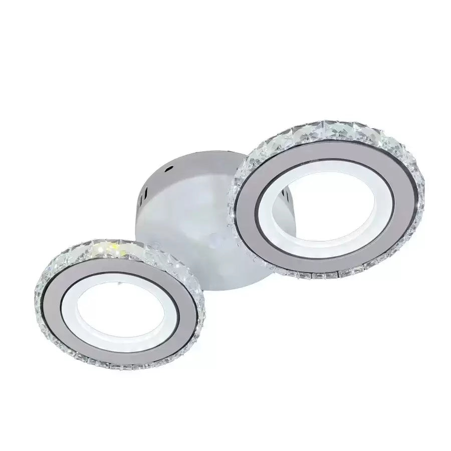 Lustra LED cu telecomanda si cristal NOVA ROTONDA 34W, 2 Cercuri, lumina Rece/Calda/Neutra, Alb Lustre LED Cristal Default Title Alessandro Design