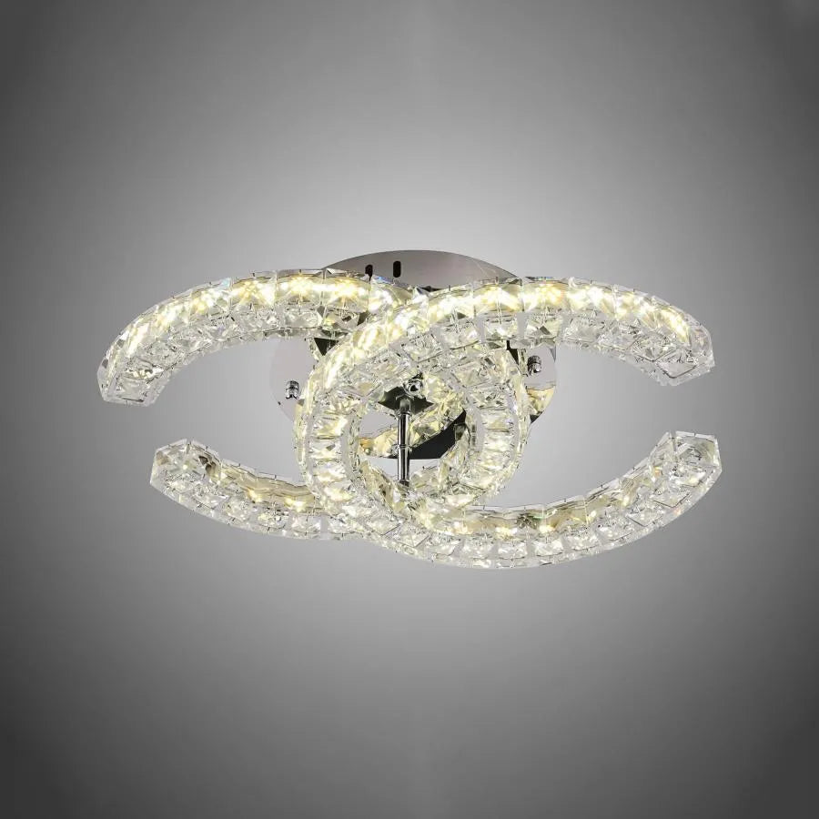 Lampadario LED con telecomando e cristallo SHIA 27,1W, 2 Cerchi, Luce Fredda/Calda/Neutra, Dimmerabile, Cromo Lucido Lampadari LED con Telecomando Titolo predefinito Alessandro Design