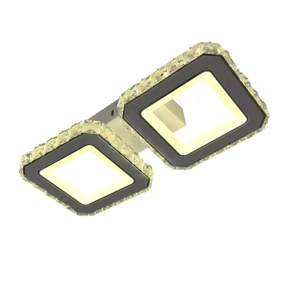 Lampadario LED con telecomando e cristallo QUADRIS 41W, 2 Quadrati, Luce Fredda/Calda/Neutra, Dimmerabile, Lampadario LED Cristallo Bianco Titolo predefinito Alessandro Design