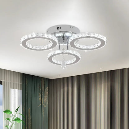 Lampadario LED con telecomando e cristallo ALANUBIS 40W, 3 Cerchi, Luce Fredda/Calda/Neutra, Dimmerabile, Lampadari LED in Cristallo Cromo Lucido Titolo predefinito Alessandro Design