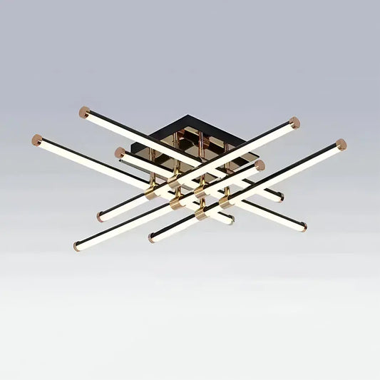Lustra LED cu telecomanda DELLIAH 144W, 6 Elemente, Liniara, lumina Rece/Calda/Neutra, Dimabila, Negru Auriu Lucios Lustre LED cu Telecomanda Default Title Alessandro Design