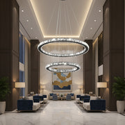 Lampadario LED con telecomando e cristallo PRISM LUMINIS 58W, 2 Cerchi, Luce Fredda/Calda/Neutra, Dimmerabile, Cromo e Bianco, Altezza Regolabile Lampadari LED con Telecomando Titolo predefinito Alessandro Design