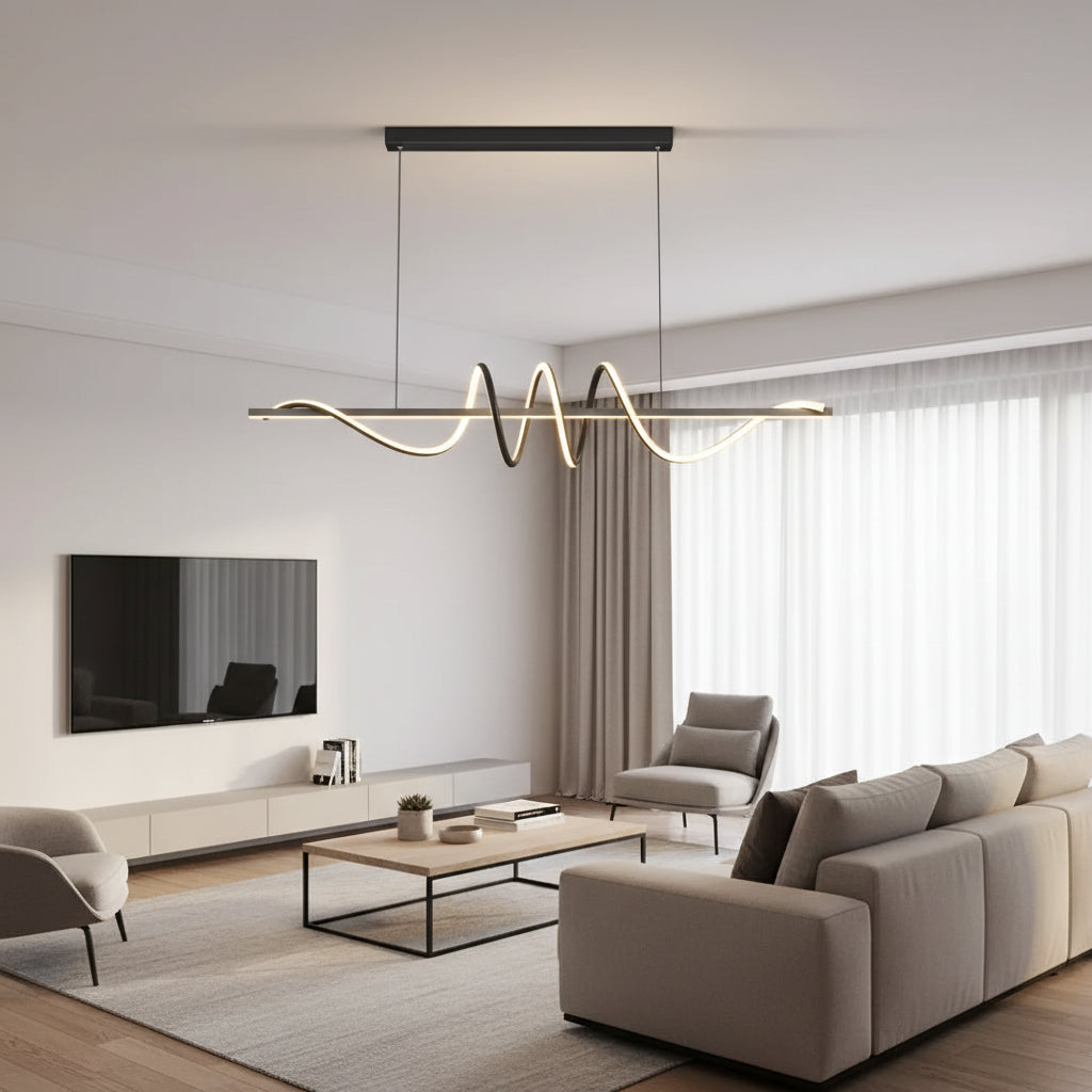 Lampadario LED a Sospensione con telecomando RIBBON 64W, Lineare, Luce Fredda/Calda/Neutra, Dimmerabile, Nero, Lampadari LED con Telecomando Titolo predefinito Alessandro Design