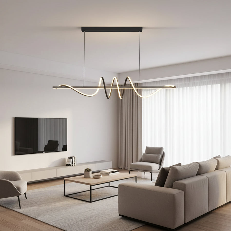 Lampadario LED a Sospensione con telecomando RIBBON 64W, Lineare, Luce Fredda/Calda/Neutra, Dimmerabile, Nero, Lampadari LED con Telecomando Titolo predefinito Alessandro Design