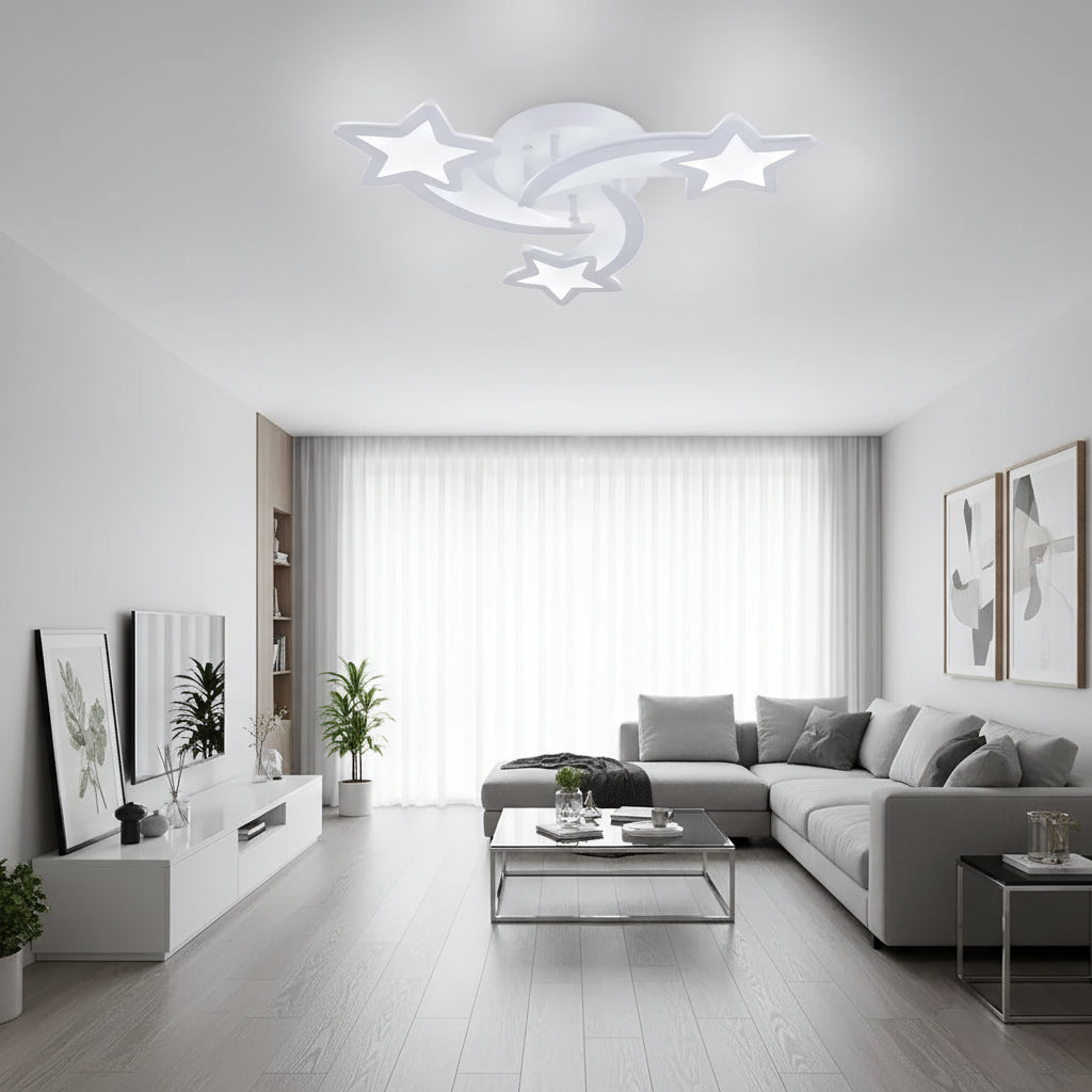 Lampadario a LED con telecomando IPOMOEA 51W, 3 Stelle, Luce Fredda/Calda/Neutra, Dimmerabile, Lampadario a LED Bianco con telecomando Titolo predefinito Alessandro Design
