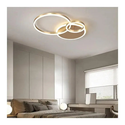 Lampadario LED con Telecomando MYRENE 110W, 2 Cerchi, Luce Fredda/Calda/Neutra, Dimmerabile, Lampadari LED Oro con Telecomando Titolo predefinito Alessandro Design