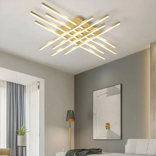 Lampadario LED con telecomando MORA 160W, 8 Elementi, Lineare, Luce Fredda/Calda/Neutra, Dimmerabile, Oro Lucido Lampadari LED con Telecomando Titolo predefinito Alessandro Design