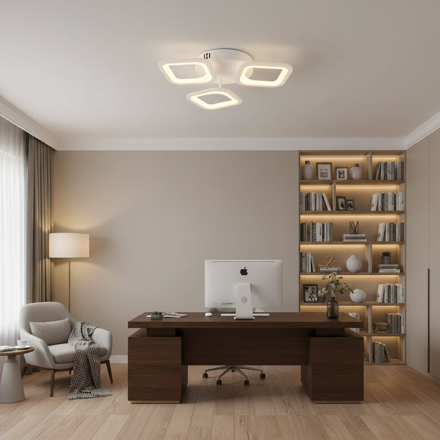 Lampadario LED ERIKA 20W, 3 Quadrati, Luce Neutra 4000k, Bianco, Lampadari LED Applicati in Metallo e Acrilico Titolo predefinito Alessandro Design