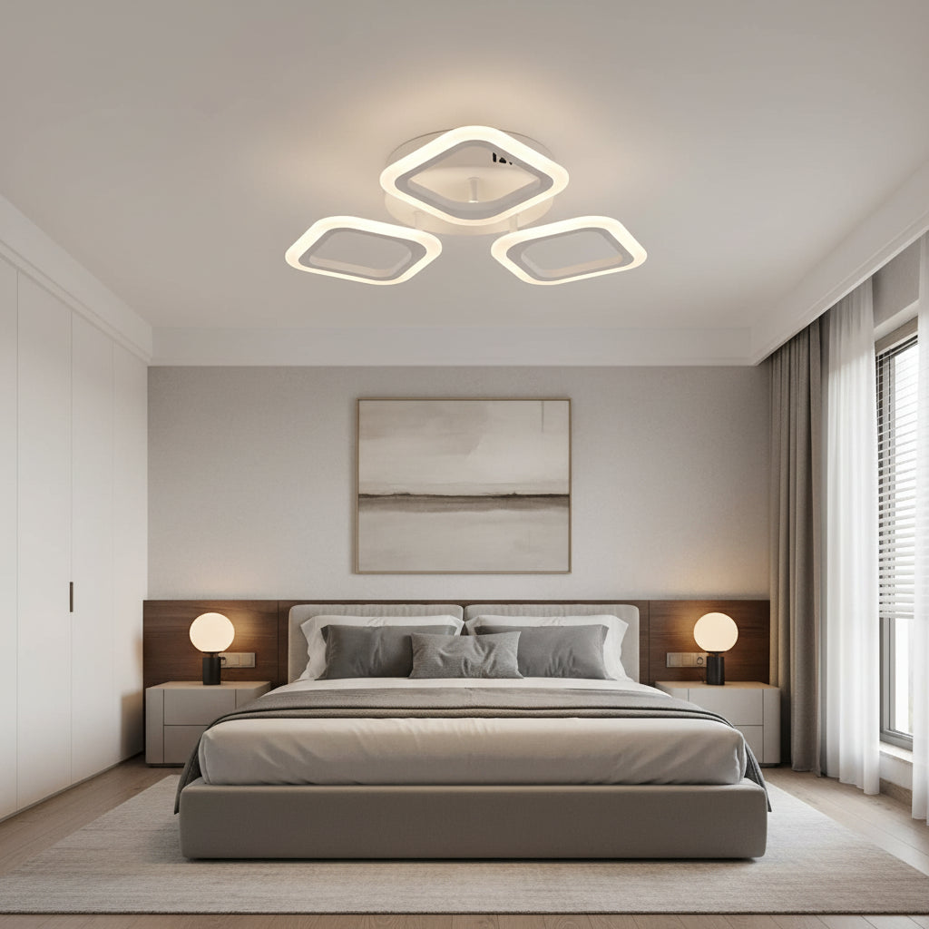 Lampadario LED ERIKA 20W, 3 Quadrati, Luce Neutra 4000k, Bianco, Lampadari LED Applicati in Metallo e Acrilico Titolo predefinito Alessandro Design