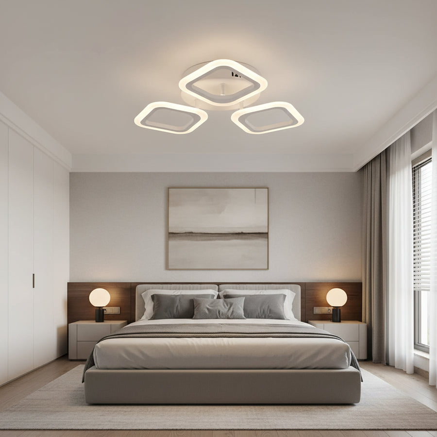 Lampadario LED ERIKA 20W, 3 Quadrati, Luce Neutra 4000k, Bianco, Lampadari LED Applicati in Metallo e Acrilico Titolo predefinito Alessandro Design