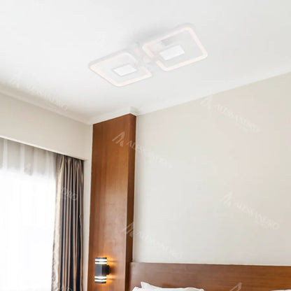 Lampadario a LED con telecomando FELIX 28W, 2 Quadrati, Luce Fredda/Calda/Neutra, Dimmerabile, Lampadario a LED Bianco con telecomando Titolo predefinito Alessandro Design